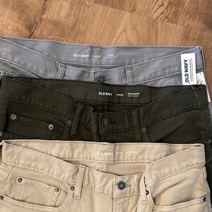 BUNDLE OF three NWT JEANS! Old Navy Men's Straight/Slim Jeans - Gray, Olive, Tan